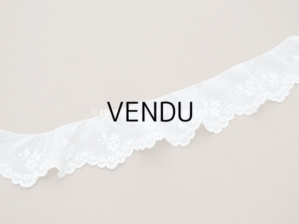 画像4: アンティーク 花模様のホワイトワークのレース 手刺繍 159cm 幅6.1cm (4)