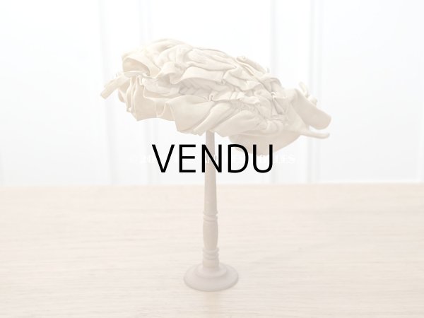 画像5: 19世紀末 アンティーク 小さなドールハット　エクリュのシルクサテン (5)