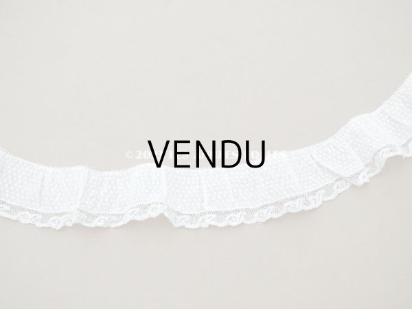画像4: アンティーク  とても小さなドット刺繍入り コットン生地のレース付きリボン　108cm (4)