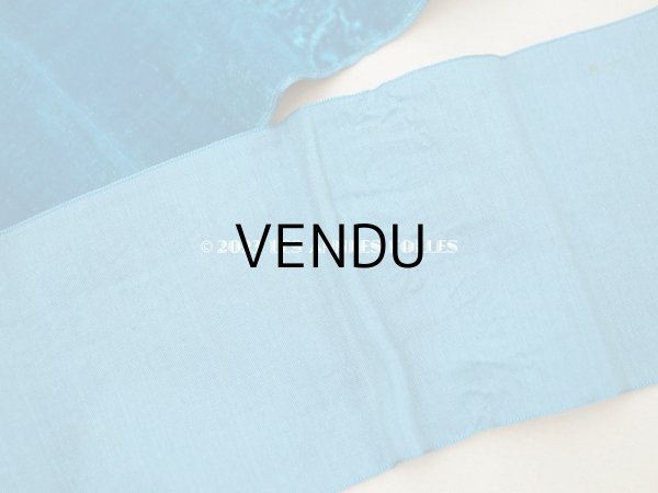画像4: 19世紀末 アンティーク シルク製 幅広 ベルベットリボン ブルー 0.92m 幅7.8cm  (4)