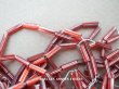 画像1: アンティーク ガラスビーズ メタリックレッド＆シルバー 1.5×6.5mm 44g (1)