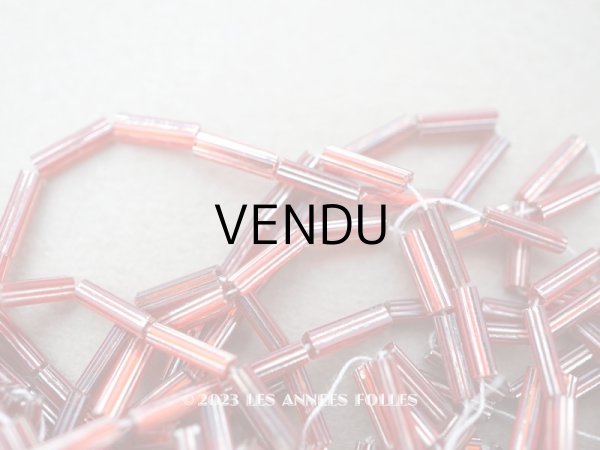 画像1: アンティーク ガラスビーズ メタリックレッド＆シルバー 1.5×6.5mm 44g (1)