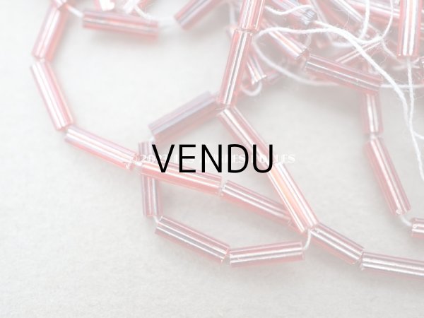 画像4: アンティーク ガラスビーズ メタリックレッド＆シルバー 1.5×6.5mm 44g (4)