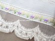 画像5: 1900年頃 アンティーク ジャガード織 シルクサテンのリボン 紫のの花のガーランド  104cm 4.7cm幅 (5)