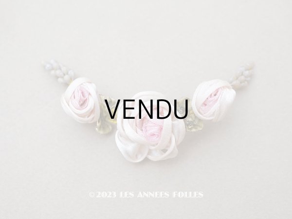 画像1: アンティーク シルク製 薔薇のロココモチーフ ドール用ティアラ (1)