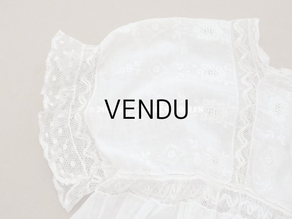 画像5: アンティーク ベビードレス ホワイトワーク&レース (5)