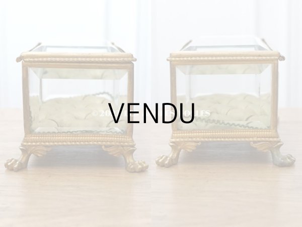 画像18: 19世紀 アンティーク クリスタルのジュエリーボックス カーキのシルク製クッション　 (18)