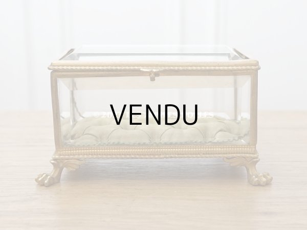 画像16: 19世紀 アンティーク クリスタルのジュエリーボックス カーキのシルク製クッション　 (16)