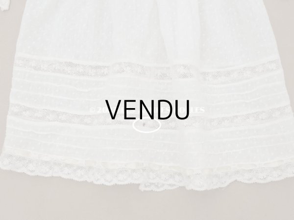 画像6: 1900年頃 アンティーク ドール用ドレス　下着付き　ドット刺繍のコットンファブリック (6)