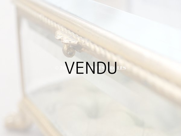 画像14: 19世紀 アンティーク クリスタルのジュエリーボックス カーキのシルク製クッション　 (14)