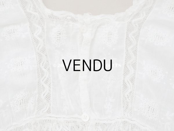 画像12: アンティーク ベビードレス ホワイトワーク&レース (12)