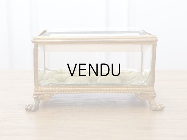 画像17: 19世紀 アンティーク クリスタルのジュエリーボックス カーキのシルク製クッション　 (17)