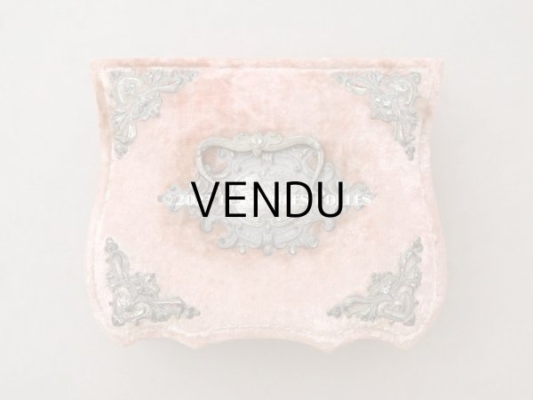 画像4: 19世紀末 アンティーク 　ジュエリーボックス 裁縫箱　スモーキーなサーモンピンク ベルベット＆シルククッション (4)