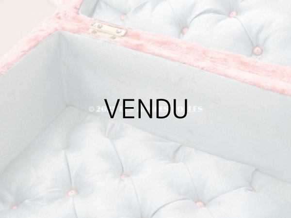 画像10: 19世紀末 アンティーク 　ジュエリーボックス 裁縫箱　スモーキーなサーモンピンク ベルベット＆シルククッション (10)