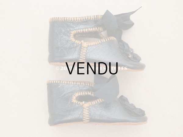 画像7: 19世紀末 アンティーク ドールシューズ レザー 黒 R.S. 約5.5cm (7)