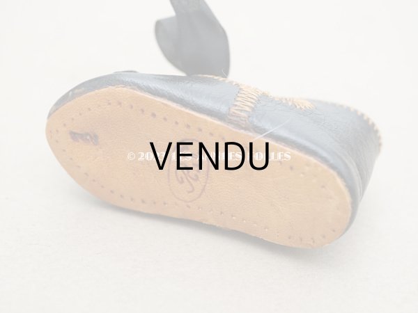 画像9: 19世紀末 アンティーク ドールシューズ レザー 黒 R.S. 約5.5cm (9)