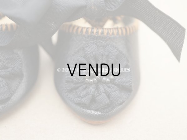 画像5: 19世紀末 アンティーク ドールシューズ レザー 黒 R.S. 約5.5cm (5)