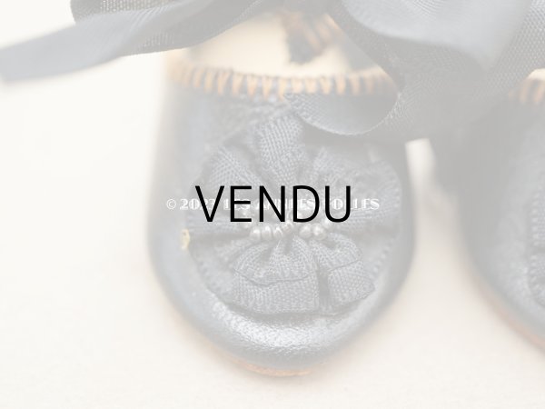 画像4: 19世紀末 アンティーク ドールシューズ レザー 黒 R.S. 約5.5cm (4)