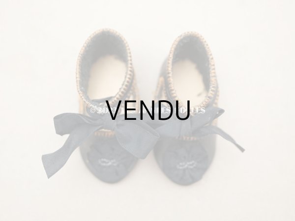 画像3: 19世紀末 アンティーク ドールシューズ レザー 黒 R.S. 約5.5cm (3)