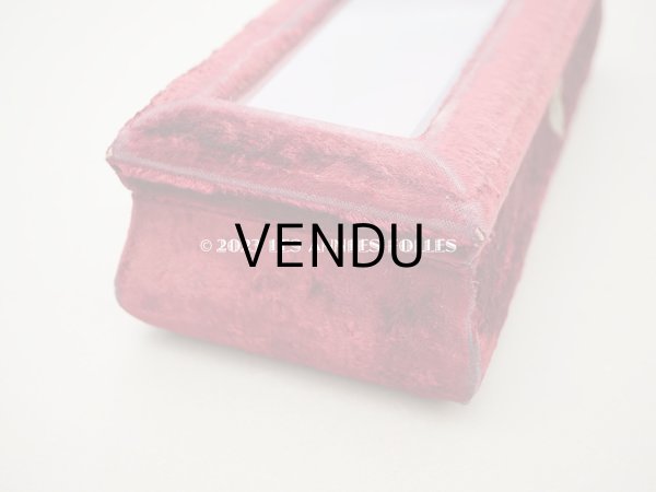 画像8: アンティーク ベルベットのグローブボックス ジュエリーケース スモーキーレッドのシルク製クッション (8)