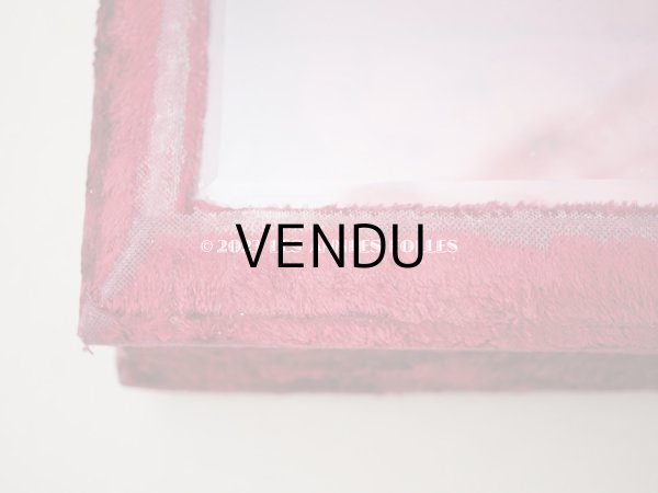 画像4: アンティーク ベルベットのグローブボックス ジュエリーケース スモーキーレッドのシルク製クッション (4)