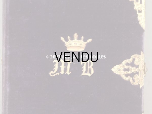 画像3: 新品同様 1837年 アンティーク ミサ典書 紫のベルベット 王冠紋章&イニシャル付き (3)