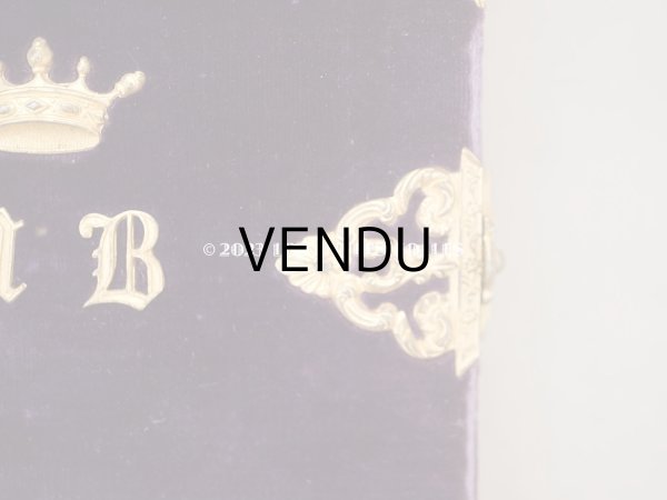 画像5: 新品同様 1837年 アンティーク ミサ典書 紫のベルベット 王冠紋章&イニシャル付き (5)