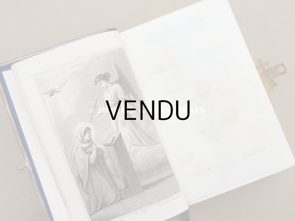 画像10: 1874年 アンティーク ミサ典書 ダークブルーのベルベット (10)