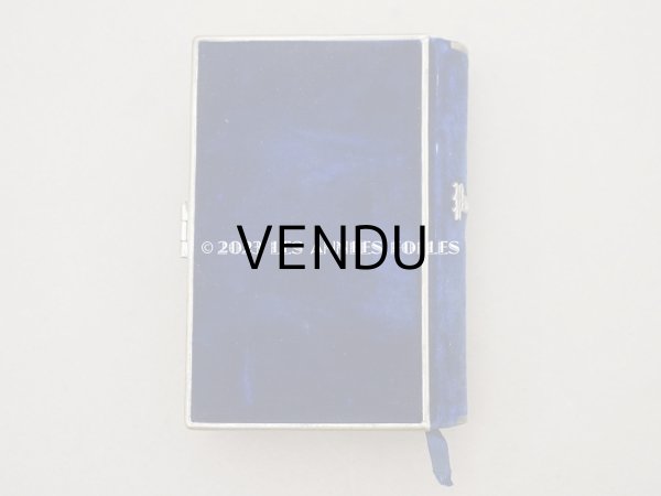 画像3: 1874年 アンティーク ミサ典書 ダークブルーのベルベット (3)