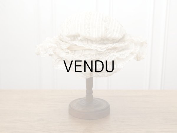 画像5: 1900年頃 アンティーク 小さな女の子用 帽子 ピーチピンクの薔薇のモチーフ&ヴァランシエンヌレース (5)