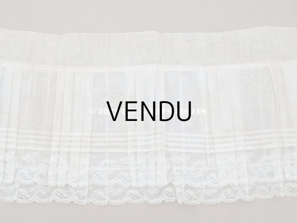 画像6: 1900年頃 アンティーク 幅広 ドレスの裾  プリーツ入り レース付き 幅21.5×52cm　コットンオーガンジー (6)