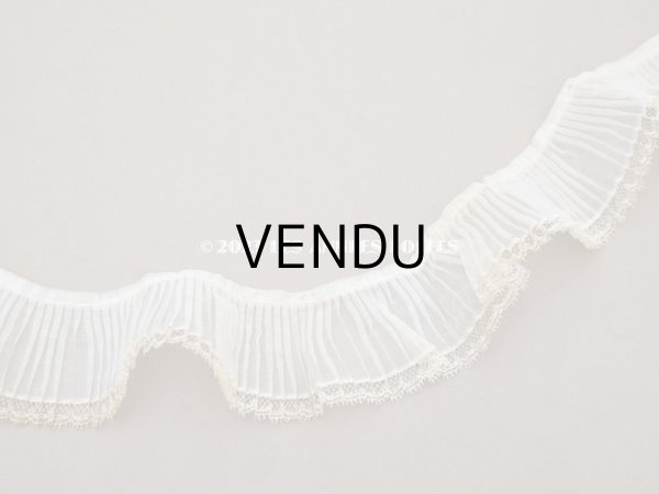 画像3: アンティーク オーガンジーのプリーツリボン オフホワイト 130cm  6.5cm幅   (3)