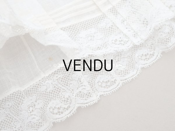 画像3: 1900年頃 アンティーク 幅広 ドレスの裾  プリーツ入り レース付き 幅21.5×52cm　コットンオーガンジー (3)