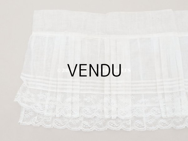 画像7: 1900年頃 アンティーク 幅広 ドレスの裾  プリーツ入り レース付き 幅21.5×52cm　コットンオーガンジー (7)