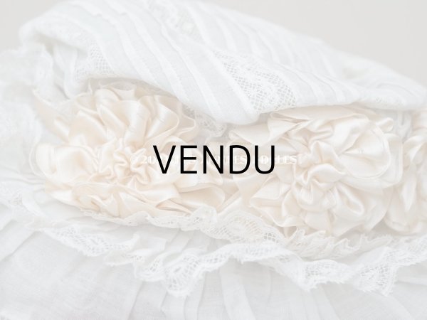 画像14: 1900年頃 アンティーク 小さな女の子用 帽子 ピーチピンクの薔薇のモチーフ&ヴァランシエンヌレース (14)