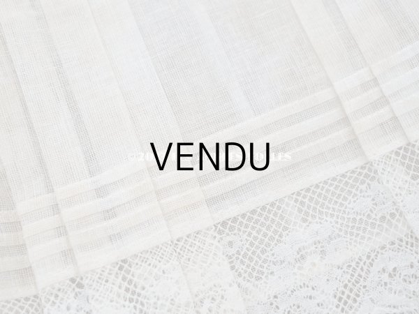 画像4: 1900年頃 アンティーク 幅広 ドレスの裾  プリーツ入り レース付き 幅21.5×52cm　コットンオーガンジー (4)