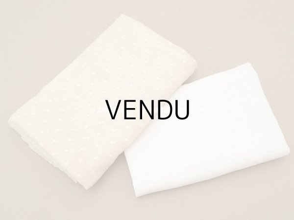 画像7: アンティーク  ドットの刺繍入り ベージュのコットン生地 70×105cm　&　38×58cm (7)