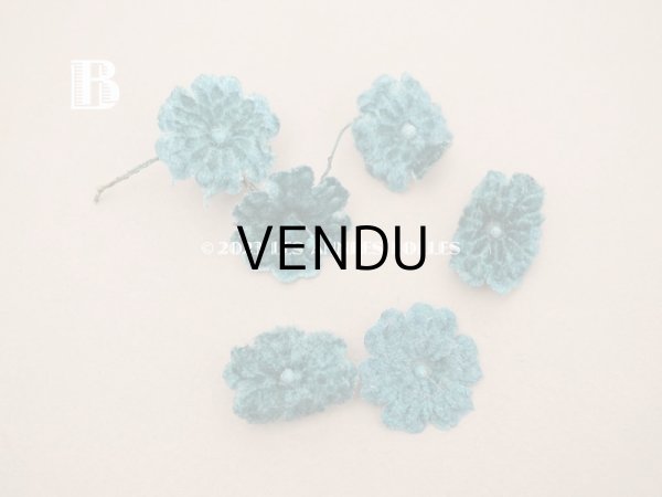 画像5: アンティーク ベルベットの布花 グリーン 2.5cm (5)