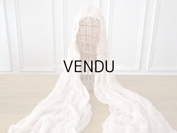 画像7: アンティーク 婚約式 ＆ 結婚式のヘッドドレス シルクオーガンジーのフリル (7)