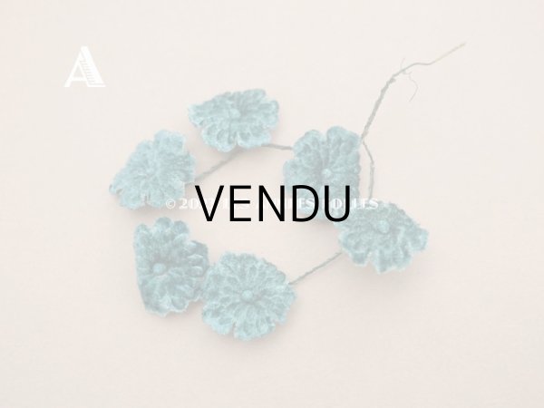 画像2: アンティーク ベルベットの布花 グリーン 2.5cm (2)