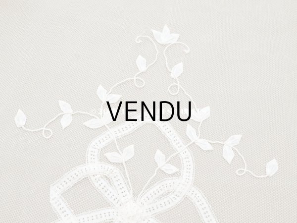 画像7: 【13周年セール対象外】未使用 アンティーク レースカーテン リボンのガーランド　アイボリー 横135cm×縦156cm (7)