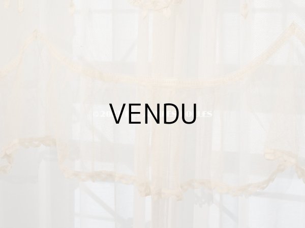 画像23: 【13周年セール対象外】未使用 アンティーク レースカーテン リボンのガーランド　アイボリー 横135cm×縦156cm (23)