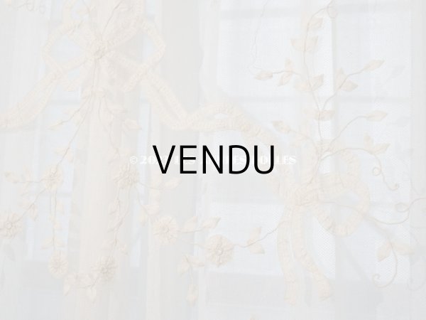 画像21: 【13周年セール対象外】未使用 アンティーク レースカーテン リボンのガーランド　アイボリー 横135cm×縦156cm (21)