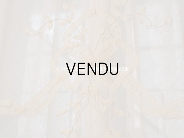 画像25: 【13周年セール対象外】未使用 アンティーク レースカーテン リボンのガーランド　アイボリー 横135cm×縦156cm (25)