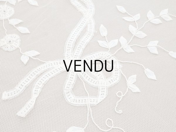 画像12: 【13周年セール対象外】未使用 アンティーク レースカーテン リボンのガーランド　アイボリー 横135cm×縦156cm (12)