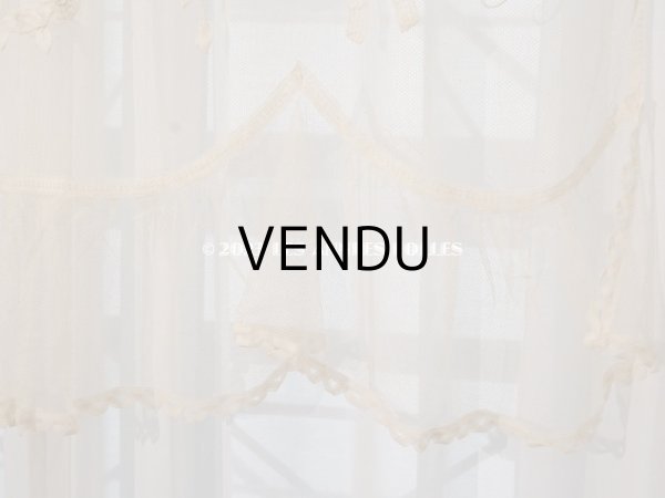 画像24: 【13周年セール対象外】未使用 アンティーク レースカーテン リボンのガーランド　アイボリー 横135cm×縦156cm (24)