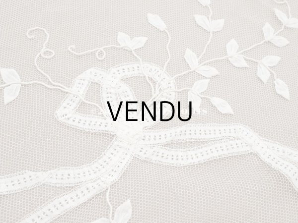 画像11: 【13周年セール対象外】未使用 アンティーク レースカーテン リボンのガーランド　アイボリー 横135cm×縦156cm (11)