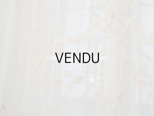 画像20: 【13周年セール対象外】未使用 アンティーク レースカーテン リボンのガーランド　アイボリー 横135cm×縦156cm (20)