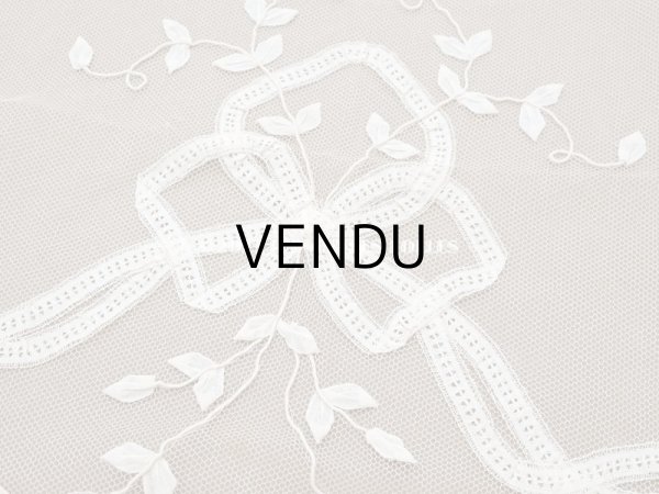 画像8: 【13周年セール対象外】未使用 アンティーク レースカーテン リボンのガーランド　アイボリー 横135cm×縦156cm (8)