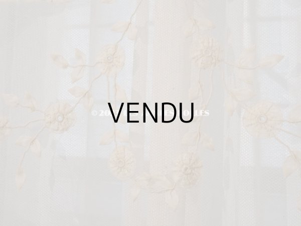 画像26: 【13周年セール対象外】未使用 アンティーク レースカーテン リボンのガーランド　アイボリー 横135cm×縦156cm (26)